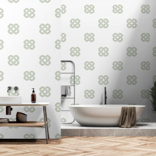 Papier Peint Vert sauge blanc abstrait géométrique moderne simp