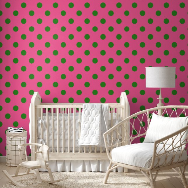 Papier Peint Vert sur rose Pois Design Motif (Créateur téléchargé)
