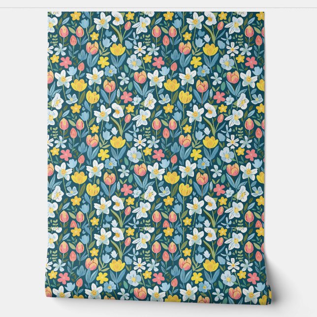 Papier Peint Vibrant Floral Medley (Déroulement)