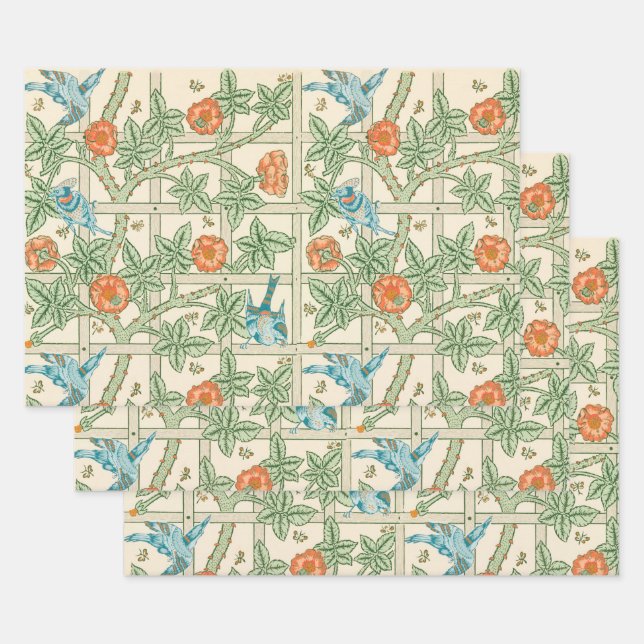 Papier peint victorien treillis de William Morris (Lot)