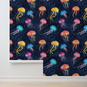 Papier Peint Vie aquatique Créateur de mer Jellyfish Dessin de