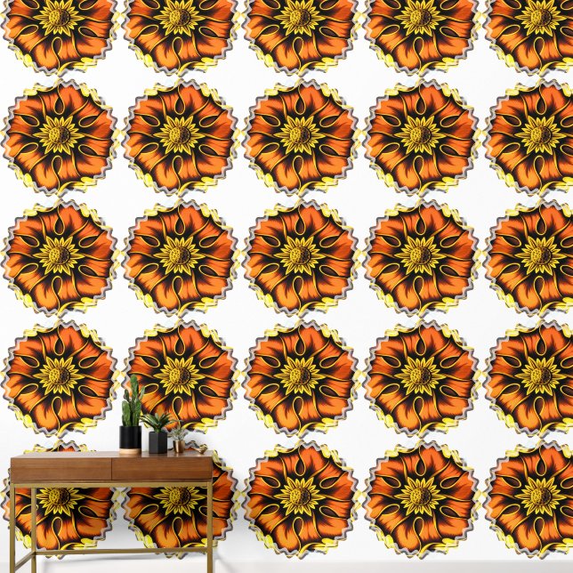 PAPIER PEINT VIEUX FLEURS D'ANGLETERRE FENÊTRE EN VERRE STAINÉ (Couloir)