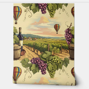 Papier Peint Vignoble Motif sans soudure Vignoble Hot Air Ballo