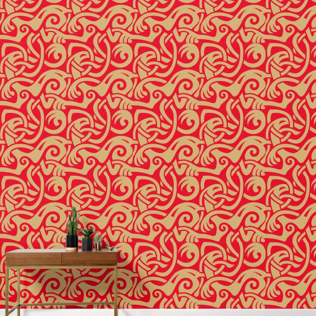 Papier Peint Viking Celtic Intertwining Motif animal (Couloir)