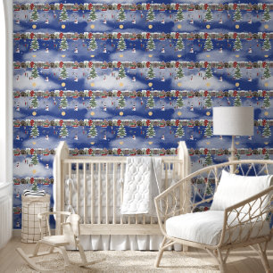 Papier Peint Village de Noël au clair de lune