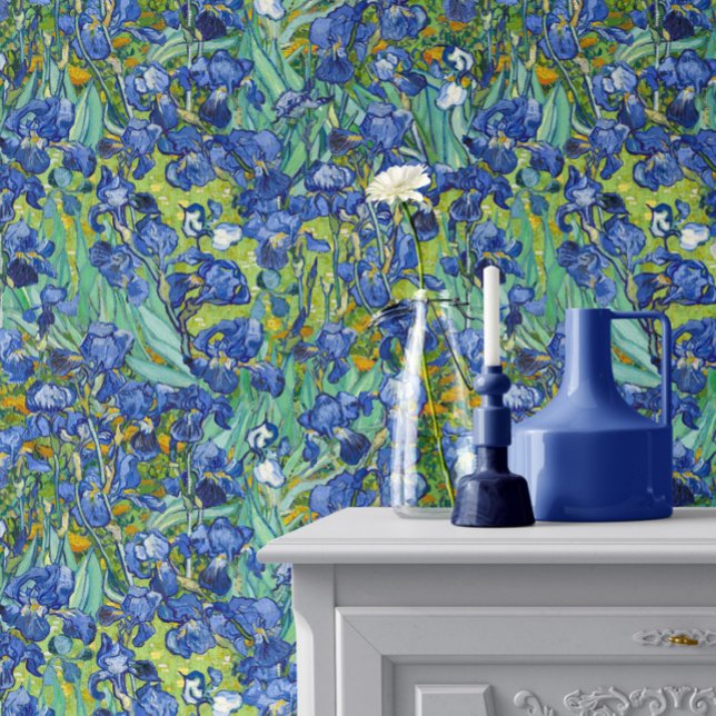 Papier Peint Vincent Van Gogh Iris en bleu et vert (Créateur téléchargé)