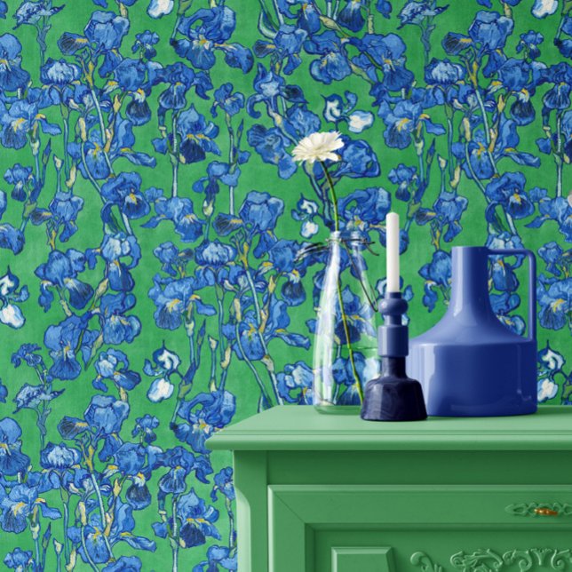 Papier Peint Vincent Van Gogh Irises Cobalt Blue Emerald Green (Créateur téléchargé)