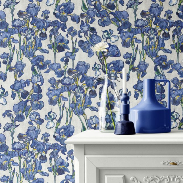 Papier Peint Vincent Van Gogh Irises Cobalt Blue Stone White (Créateur téléchargé)