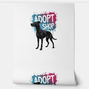 Papier Peint Vintage Adoptez Ne Faites Pas D'Achats Chien Graff