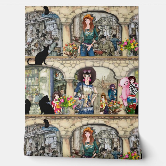 Papier Peint Vintage Anton Pieck Art (Déroulement)