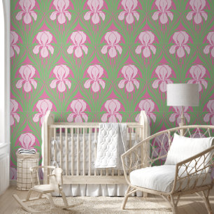 Papier Peint Vintage Art Nouveau Iris Motif