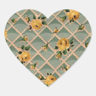 Papier peint vintage de roses jaunes - autocollant
