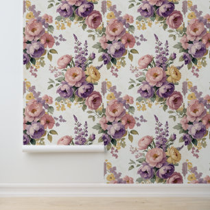 Papier Peint Vintage floral Lilac & Peony rose Peel et bâton