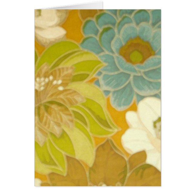 Papier peint vintage Floral, Turquoise Vert & Brow (Devant)