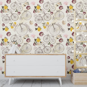 Papier Peint Vintage Rose de vélo Amour Mariage Inspiration