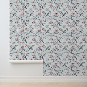 Papier Peint Vintage Sakura Cerry Blossom & Bird Aesthétiquemen