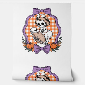 Papier Peint Vintage Skeleton Nurse and Baby � Cute Halloween R
