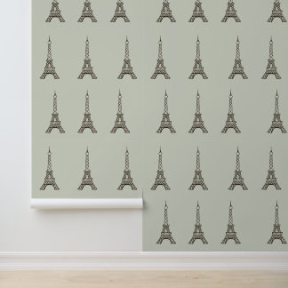 Papier peint vintage tour Eiffel aqua