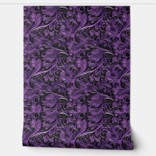 Papier Peint Vintage violet noir imitation cuir