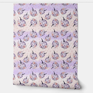 Papier Peint Violet citrouille mignon chute florale rose violet