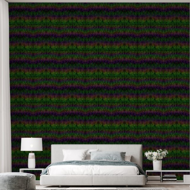 Papier peint violet vert foncé (Chambre à coucher)
