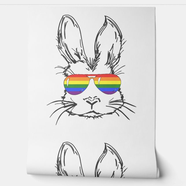 Papier Peint Visage de lapin avec lunettes de soleil (Déroulement)