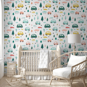 Papier Peint Voitures Bébé Garçon Motif sans couture Salle de s