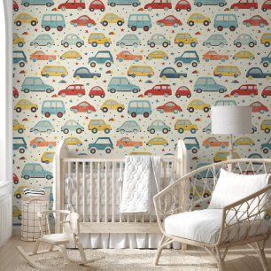 Papier Peint Voitures Bébé Garçon Motif sans couture Salle de s