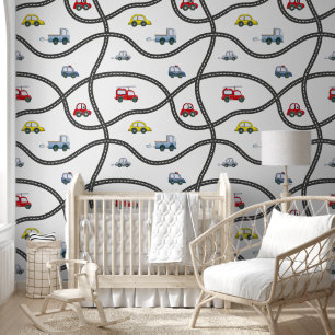 Papier Peint Voitures Peau et bâton amovible Baby Boy Nursery