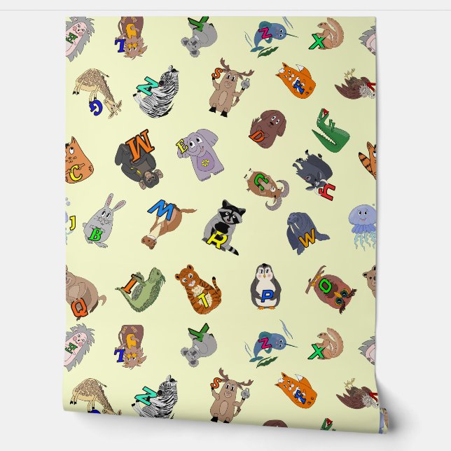 Papier Peint Wallpaper Educational print with a fun animal alph (Déroulement)