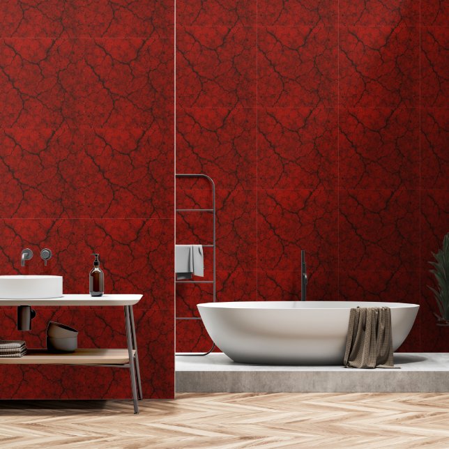 Papier Peint Wallpaper - red marble (Salle de bain)