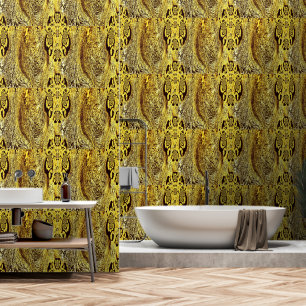 Papier Peint Wallpaper - Saffron Swirl & Midnight Whispers