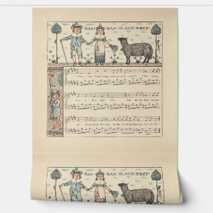 Papier Peint Walter Crane Baa Baa Mouton Noir Comptine