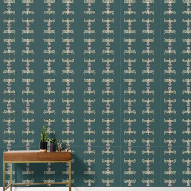 Papier Peint Warm Gold Gradient Paw Print Dog Silhouette Fabric (Couloir)