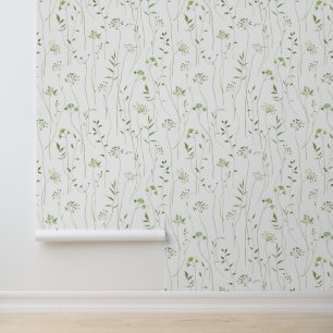 Papier Peint Watercolor Green Branches Jardin botanique Feuille