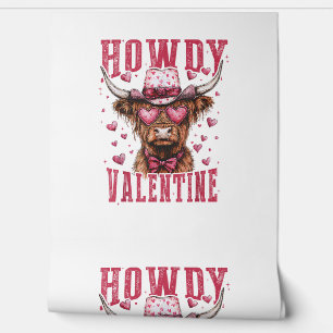 Papier Peint Western Howdy Highland Cow Valentines Day Highland