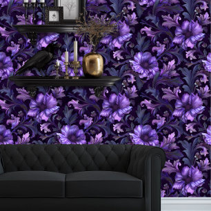 Papier Peint Whimsigoth Grandes Fleurs violettes
