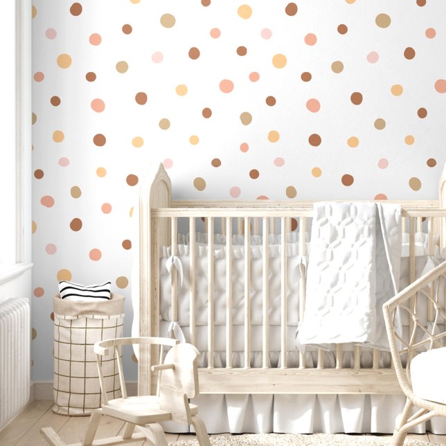 Papier Peint Whimssical moderne Pastel Pink Polka Motif (Whimsical Modern Pastel Pink Polka Dot Pattern Wallpaper)
