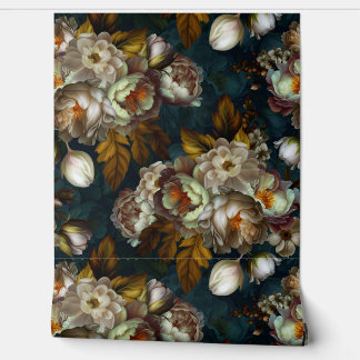 Papier Peint White Peonies Vintage Midnight Goth Garden