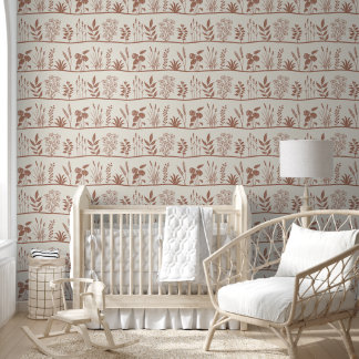 Papier Peint Wild Meadow Minimal Botanic Terracotta Silhouette