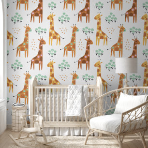 Papier Peint Wildlife Safari Cute Giraffe Motif