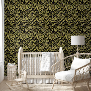 Papier Peint William Morris Gold et Black Floral