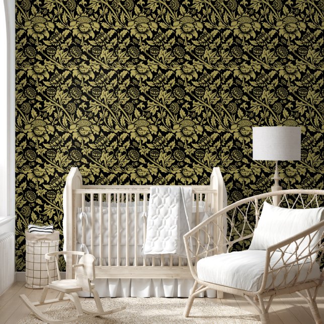 Papier Peint William Morris Gold et Black Floral (Enfants)