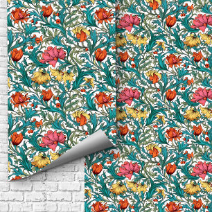 Papier Peint William Morris s'inspire des fleurs bleu rose