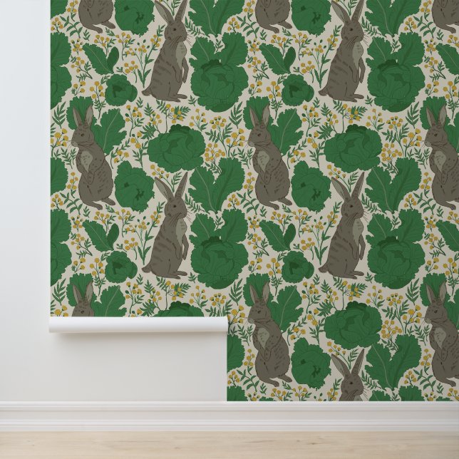 Papier Peint William Morris Style Garden Motif de lapin (Application)