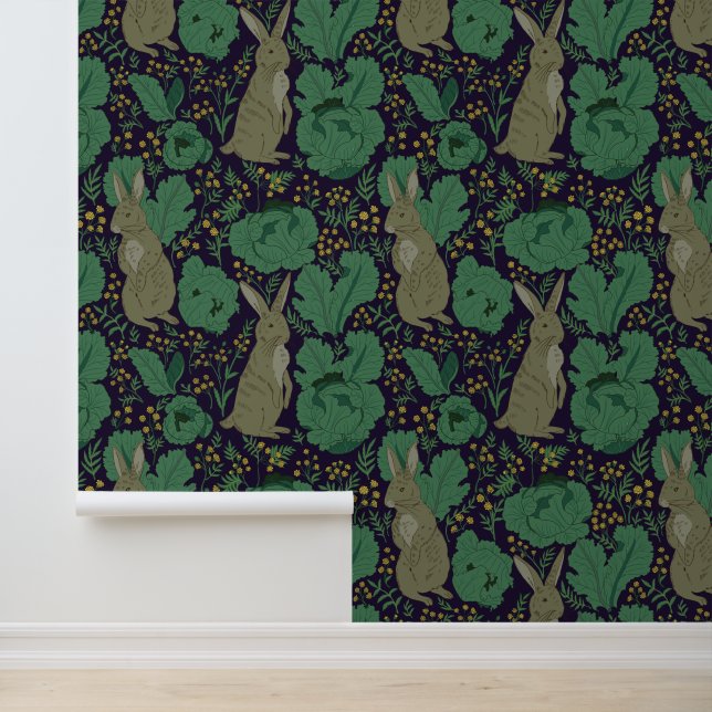 Papier Peint William Morris Style Garden Motif de lapin (Application)