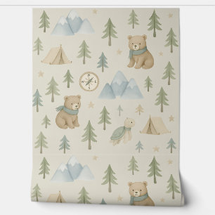 Papier Peint Woodland Adventure boy Nursery Wallpaper Bears
