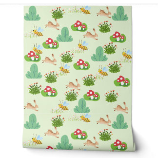 Papier Peint Woodland Meadow Nursery – Lapins, Abe