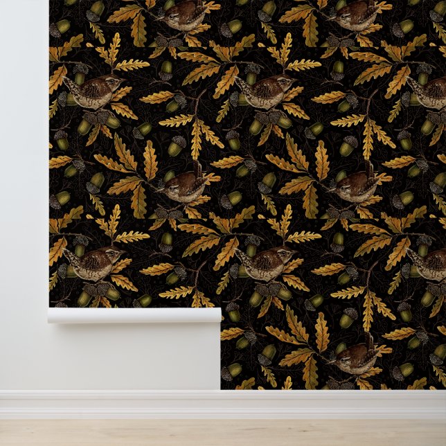 Papier Peint Wrens et cors sur noir (Application)