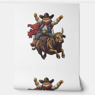 Papier Peint Yeehaw Kitty - Wild West Cat Cowboy Rodeo